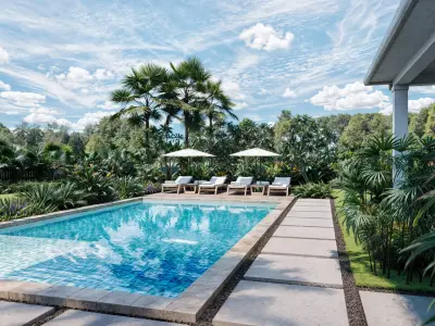 Tropical Backyard Exterior Scene 3D model