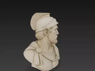 Ancient Greek Warrior Bust Realistic 3D  3D print model