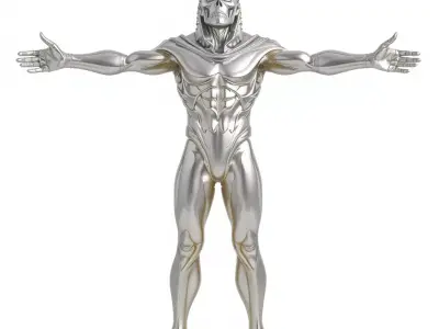 Futuristic Silver Android model pack Low-poly 3D model