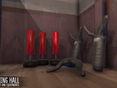 Boxing hall - interior and equipments Low-poly 3D model