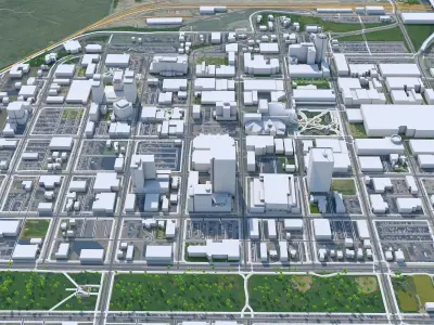 Anchorage Downtown in Alaska USA Low-poly 3D model