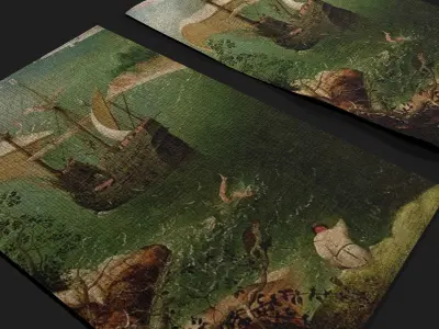 Landscape with the Fall of Icarus Low-poly 3D model