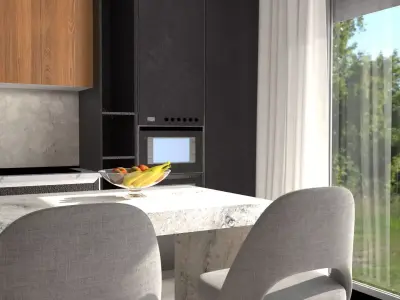 Modern Minimalist Kitchen Interior   3D model