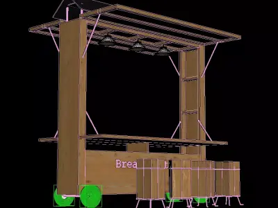 Wooden Outdoor Food Kiosk or Stall or Booth Stand 3D model 3D model