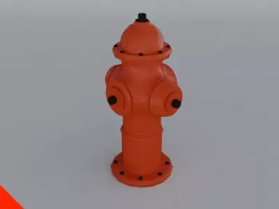 Hydrant LowPoly orange fire Low-poly 3D model