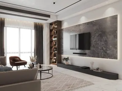 Livingroom Interior design style minimalism 3D model