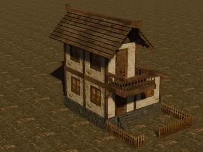 Medieval house nine 3 Low-poly 3D model