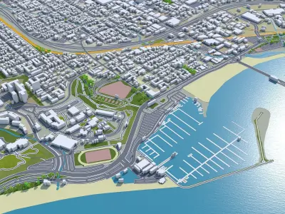 Santa Barbara California USA 40km Low-poly 3D model