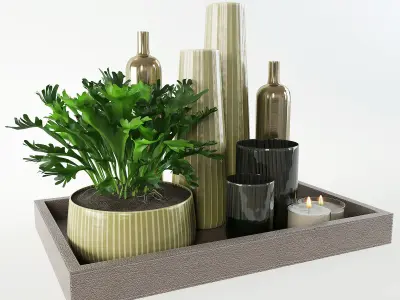 Decorative set on a tray 3D model