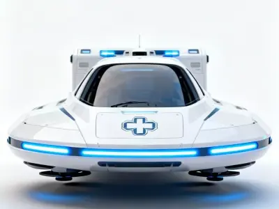 Futuristic Sci-Fi Medical Hover-Ambulance 3D Model Low-poly 3D model