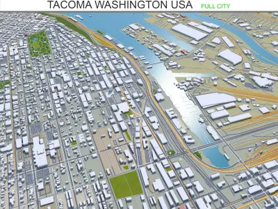 Tacoma Washington USA 50km Low-poly 3D model