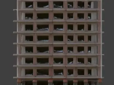 Ruined Apartment Block 3D Model Low-poly 3D model