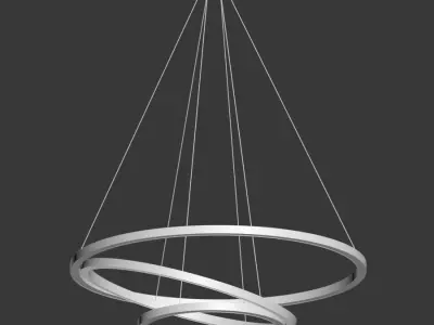Capella Black Gold 3 Ring Chandelier 3D model