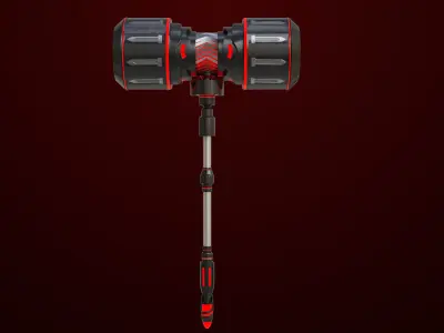 Sci Fi Battle Hammer04 All PBR Unity UE Textures Included  Low-poly 3D model