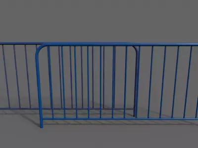 PBR Pedestrian Guard Rail Blue V1 Low-poly 3D model
