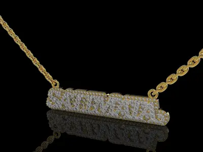 SALIMATA name necklace gold with diamonds 3D print model