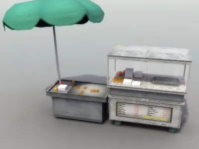 Street Hotdog Stand Low-poly 3D model