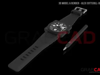 Bell Ross Watch BR01-92 Timepiece  Matte Black Free 3D model