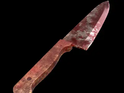 Butcher Knife Old Wooden Handle - Game Ready - RC - Low-poly 3D model