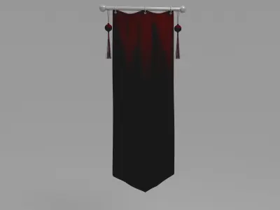 Flag 3d maroon curtain with tassels 3D model