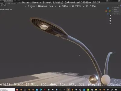 Street Light 1 Galvanized 10000mm 2F 2P Low-poly 3D model