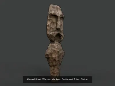 AAA Carved Slavic Wooden Medieval Settlement Totem Statue Pack