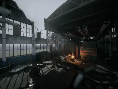 Modular Abandoned Depot for UE Low-poly 3D model