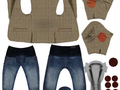 Mens Tweed Jacket Outfit Low-poly 3D model