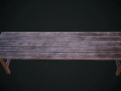 Bench wooden Low-poly 3D model