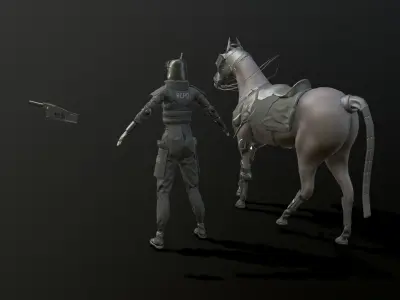 CyberPunk Cavalry Police - RCPD C-Unit Low-poly 3D model