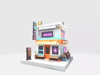 Lowpoly shop Low-poly 3D model