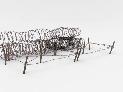 Low Poly Barb Wire Obstacle Low-poly 3D model
