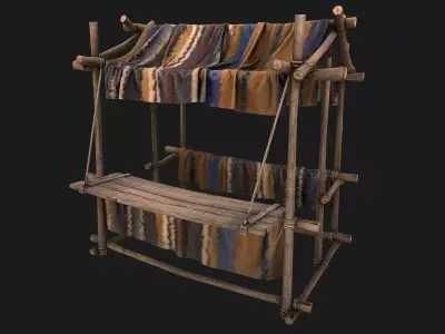 Market Stall Colored Carpet Low-poly 3D model