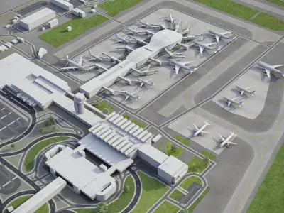 Bucharest Airport Low-poly 3D model