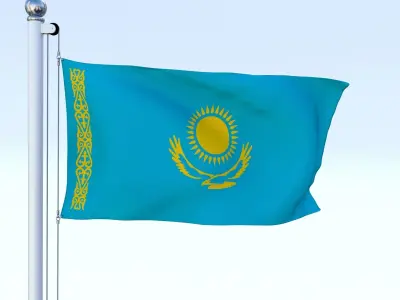 Animated Kazakhstan Flag Low-poly 3D model