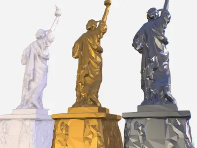 Statue of Liberty PolyArt Gold Material Low-poly 3D model