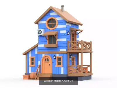 Wooden Cabin House with UV 3D Model Pack