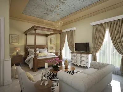 Bedroom Model floor plan of two apartment 3D model