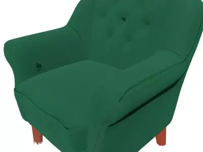 Green Velvet Tufted Accent Armchair Low-poly 3D model