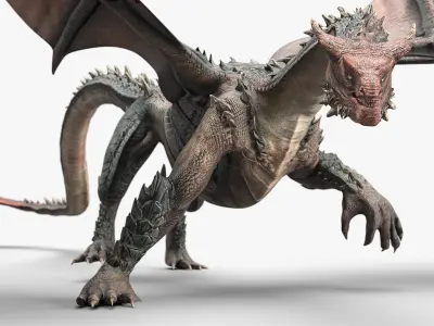  Fantasy Dragon Walking Animated Rigged For Maya 