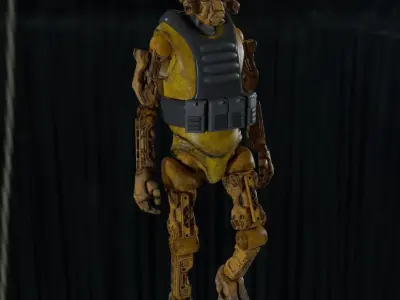 Military robot guard  Low-poly 3D model