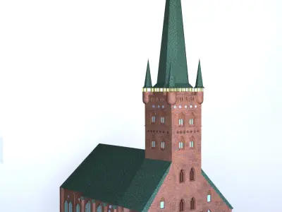 Church with roof 3D model