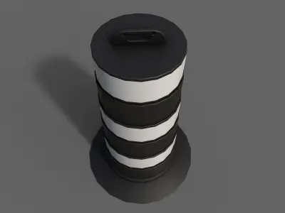 PBR Traffic Drum Barrel BlackWhite Low-poly 3D model