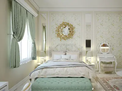 Bedroom Model floor plan of two apartment 3D model