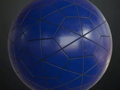 Modern Glossy Cobalt Blue Irregular Polygonal Tiles PBR Seamless Texture