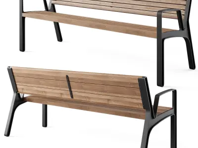 Miela park benches with litter bin Prax by mmcite 3D model