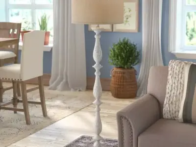 Ogden White Wash Traditional Floor Lamp 3D model