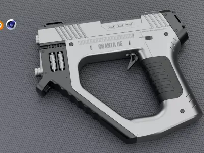Quanta 05 SciFi Concept Futuristic Handgun White Color 3D model