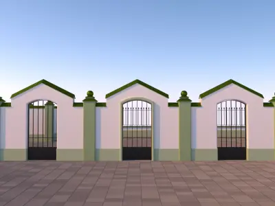 Modular fences gates and walls 3D model