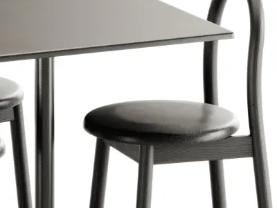 Bobby Upholstered Chair and Linear Steel Cafe Table by Muuto 3D model